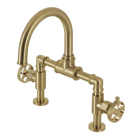 Kingston Brass KS2177RKX Bridge Bathroom Faucet with Push Pop-Up, Brushed Brass KS2177RKX
